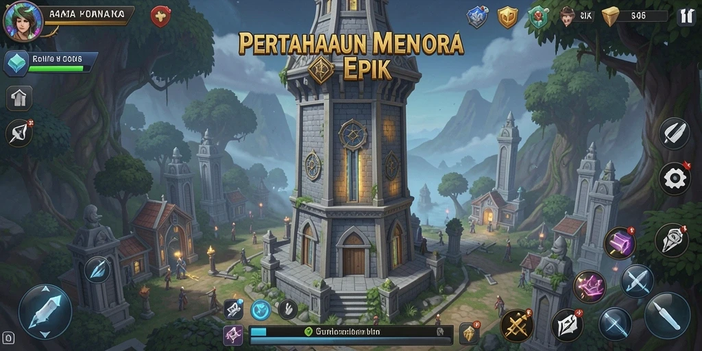 Tangkapan layar dari gameplay Tower Defense yang menegangkan.