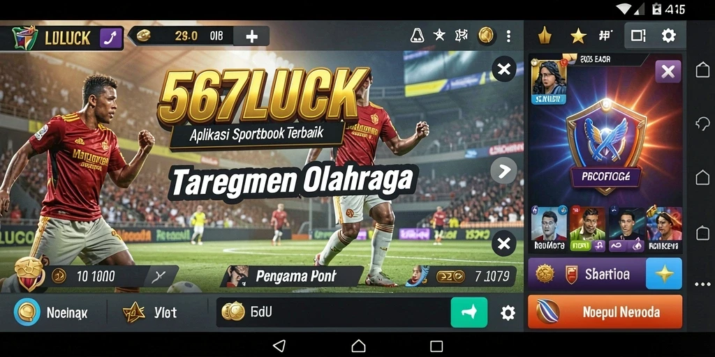 Tampilan aplikasi 567LUCK dengan berbagai opsi taruhan olahraga.