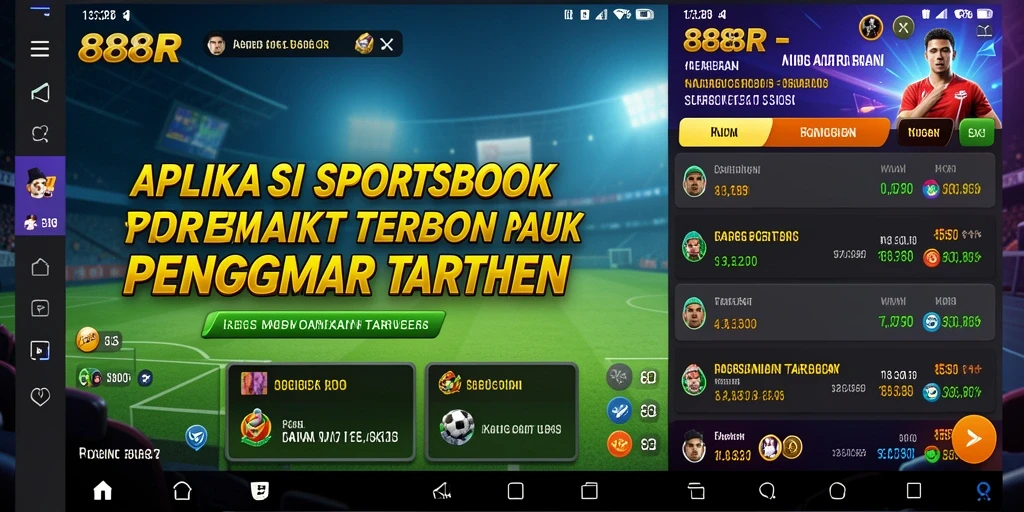 Tampilan utama 888R menunjukkan berbagai opsi taruhan olahraga.