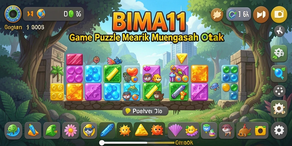 Screenshot utama BIMA11 menampilkan gameplay puzzle yang seru.