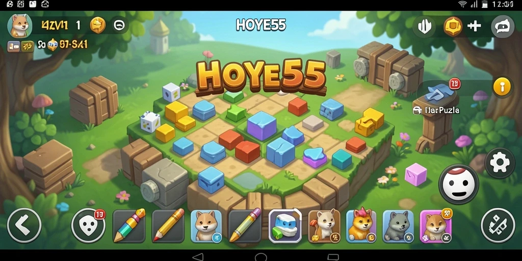 Screenshot gameplay HOYE55 menampilkan tantangan puzzle yang menarik.