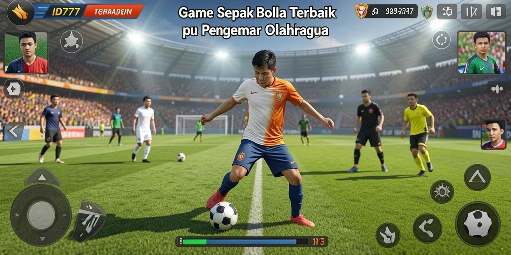Tampilan menarik dari gameplay sepak bola ID777 yang mendebarkan.