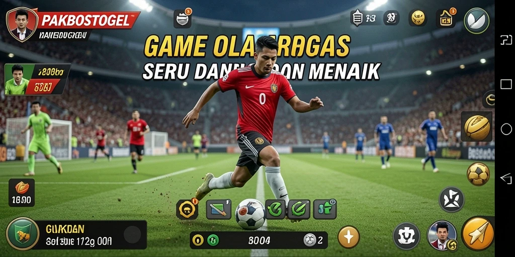 Screeshot utama PAKBOSTOGEL menampilkan aksi permainan olahraga yang seru.