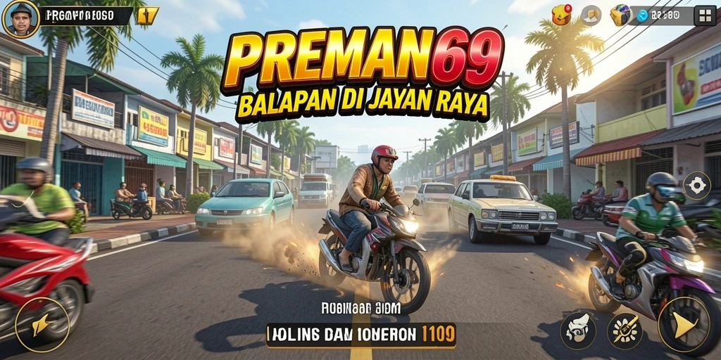 Gameplay Racing yang mendebarkan di PREMAN69 dengan berbagai mobil balap.