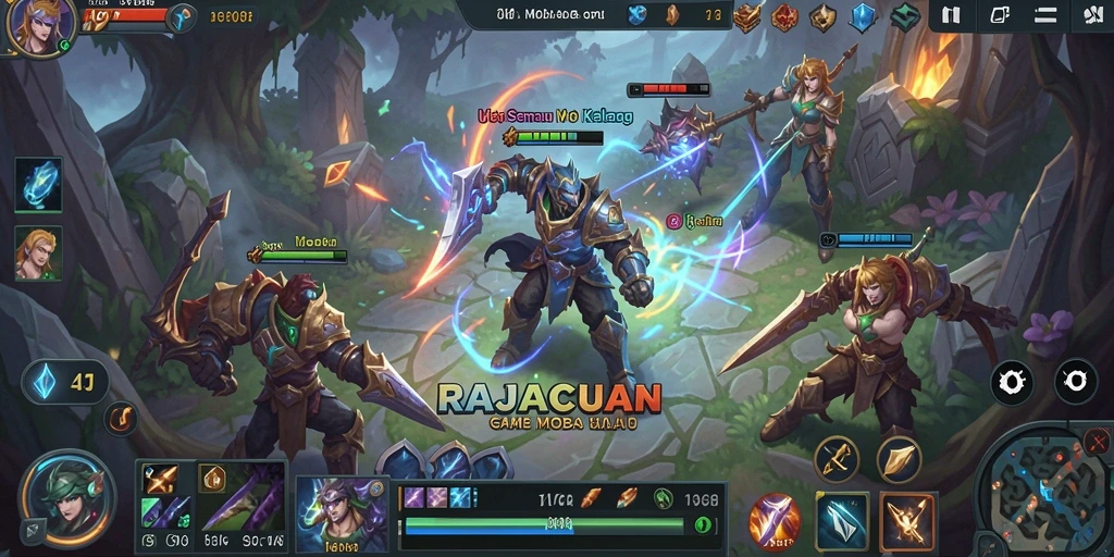 Screenshot menampilkan pertempuran karakter di RAJACUAN dengan grafis yang memukau.