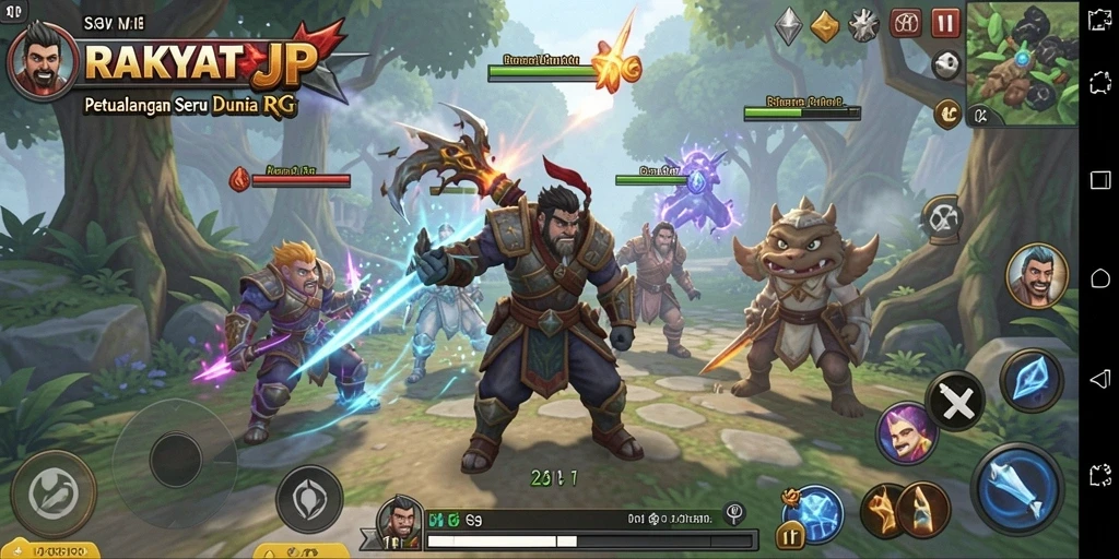 Screenshot RAKYATJP menampilkan aksi seru dalam gameplay RPG.