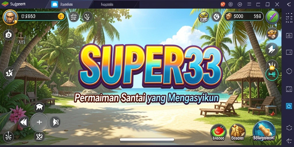 Tangkapan layar utama <strong>SUPER33</strong> menampilkan gameplay yang penuh warna dan menyenangkan.