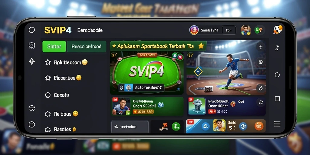 Screenshot utama SVIP4 menunjukkan antarmuka aplikasi Sportsbook yang menarik.