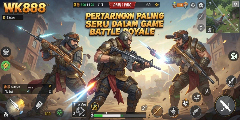 Gameplay seru dalam pertarungan Battle Royale di WK888.